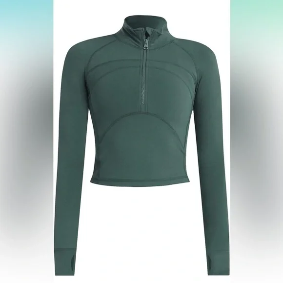 Women's Cropped Workout Jacket 1/2 Zip Pullover Running Athletic Size Small​​ - Picture 2 of 5